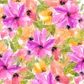 Floral background. Colorful floral background. Watercolor flowers pattern.