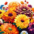 floral background with daisies and gerbera flowers. generative AI