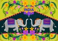 Floral background with elephant showing Incredible India