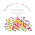 Floral background. Flower bouquet cover. Pattern for greeting card Royalty Free Stock Photo