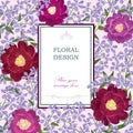 Floral background. Flower bouquet vintage cover. Flourish card w Royalty Free Stock Photo