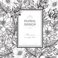 Floral background. Flower bouquet vintage cover. Flourish card w Royalty Free Stock Photo