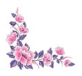 Floral background. Flower rose bouquet decorative garland border. Flourish spring floral greeting card frame design. Ornamental