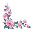 Floral background. Flower rose bouquet decorative garland border. Flourish spring floral greeting card frame design. Ornamental