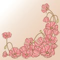 Floral background with hand draun flowers. Vector