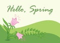 Floral background - Hello Spring - vector banner with flowers Royalty Free Stock Photo