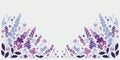 Floral background with lavender flowers and leaves, floral lavender border frame, Vector illustration, generative ai