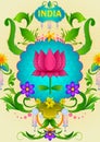 Floral background with Lotus flower showing Incredible India