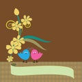 Floral background with love birds image Royalty Free Stock Photo