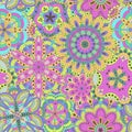 Floral background made of many mandalas. Seamless pattern