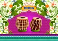 Floral background with music instrunment Tabla showing Incredible India