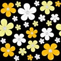 Floral background over black, seamless pattern