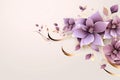 floral background with purple flowers and gold swirls Royalty Free Stock Photo