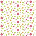 Floral background, red, violet, orange, yellow, pink flowers, butterfly, green leafs, swirls on white Royalty Free Stock Photo