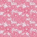 Floral background. Seamless pattern with bee and flower in doodle sketchy style. Cute vector illustration Royalty Free Stock Photo