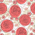 Seamless vector pattern with redn roses Royalty Free Stock Photo