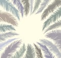 Floral background with sheet. Palm leaves frame. Royalty Free Stock Photo