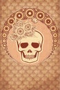 Floral background with skull in art nouveau style