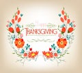 Floral background thanksgiving greeting card with decorative flowers