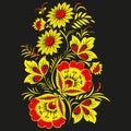 Floral background in traditional Russian Khokhloma style.