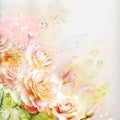 Floral background with watercolor roses