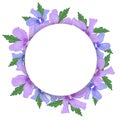 Floral background in watercolor style with place for text in the form of a circle, isolated on white. Empty template for cards, w Royalty Free Stock Photo