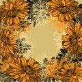 Floral background with yellow chrysanthemums. Hand