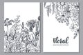 Floral backgrounds with hand drawn herbs and wildflowers. Royalty Free Stock Photo