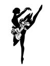 Floral ballet dancer black vector silhouette