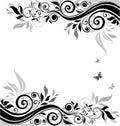 Floral banner (black and white) Royalty Free Stock Photo