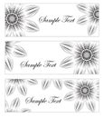 Floral banner set, in the style of hand drawing. Black and white flowers. Vector illustration. Royalty Free Stock Photo