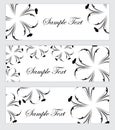 Floral banner set, in the style of hand drawing. Black and white flowers. Vector illustration Royalty Free Stock Photo