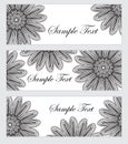 Floral banner set, in the style of hand drawing. Black and white flowers. Vector illustration Royalty Free Stock Photo