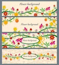 Floral banners vector set with flowers Royalty Free Stock Photo