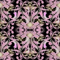 Floral Baroque Damask vector seamless pattern. Vintage ornamenta Royalty Free Stock Photo