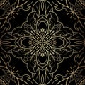 Floral Baroque style lines seamless pattern. Gold and black ornamental vector background. Repeat backdrop. Baroque Victorian style Royalty Free Stock Photo