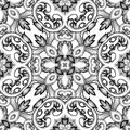 Floral Baroque style seamless pattern. Black and white ornamental vector background. Repeat backdrop. Baroque Victorian style Royalty Free Stock Photo