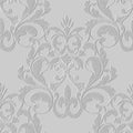 Floral Baroque white 3d seamless pattern. Vector embossed Damask background. Repeat emboss backdrop. Surface relief 3d flowers