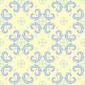 Floral beige seamless pattern. Beige background with light blue and green flower designs Royalty Free Stock Photo