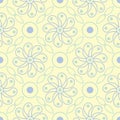 Floral beige seamless pattern. Beige background with light blue and green flower designs Royalty Free Stock Photo