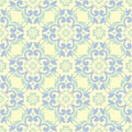 Floral beige seamless pattern. Beige background with light blue and green flower designs Royalty Free Stock Photo