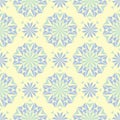 Floral beige seamless pattern. Beige background with light blue and green flower designs Royalty Free Stock Photo