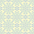 Floral beige seamless pattern. Beige background with light blue and green flower designs Royalty Free Stock Photo