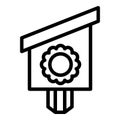 Floral bird house icon, outline style