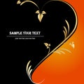 Floral black orange gold background heart