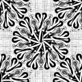 Floral black and white abstract vector seamless pattern. Royalty Free Stock Photo