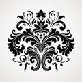 Floral Black And White Decoration Vector Illustration