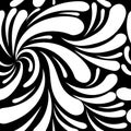 Floral black and white hand drawn seamless pattern. Vector flour