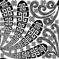 Floral black and white isolated greek seamless pattern. Abstract