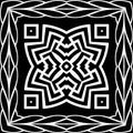 Floral black and white mandala pattern. Square braided frame. Vector ornamental background. Decorative tribal ethnic backdrop. Royalty Free Stock Photo